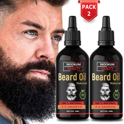 SKOOKUM 4X Beard Growth Oil Help to Prevents Acne ,and Irritation Hair Oil(60 ml)