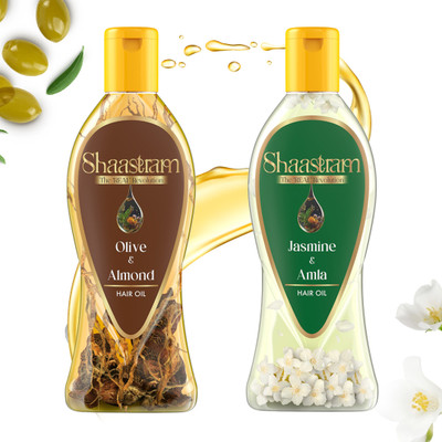Shaastram Olive Almond and Jasmine Amla Combo with Real Ayurvedic Herbs Extract Herbal Hair Oil(360 ml)