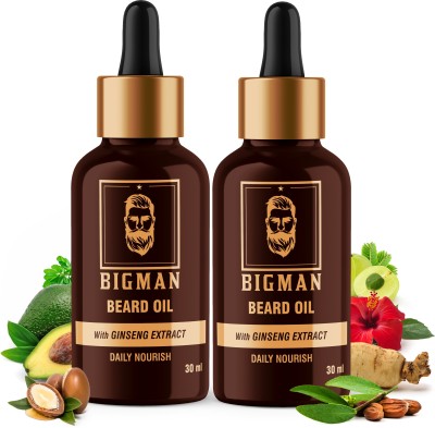 BIGMAN Beard Growth Oil with Ginseng Extract & Avocado oil for faster beard growth Hair Oil(60 ml)