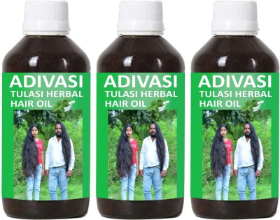 Donnara Organics Adivasi Tulsi Herbal Hair Oil Combo pack of 3 bottles of 250 ml(750 ML) Hair Oil(750 ml)