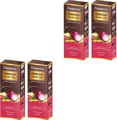 COSMORA ONION HAIR OIL FOR SHINEE & SMOOTH HAIR PACK OF - 100ml x 4 Hair Oil(400 ml)