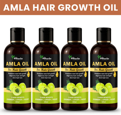 The 99 Herbs Company Amla Hair Oil 60ml Pack of 4 | Herbal Hair Growth & Anti Hair Fall Oil Hair Oil(60 g)