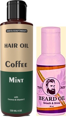 Manarya Coffee Mint Hair Oil & Cedarwood Beard Oil with Vitamin E, Argan for Men Hair Oil(170 ml)