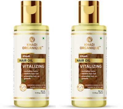 khadi ORGANIQUE VITALIZING HAIR OIL WITHOUT MINERAL PACK OF 2 Hair Oil(420 ml)