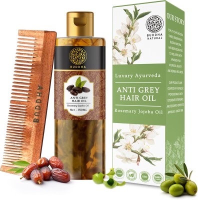 buddha natural Anti Grey Hair Oil Dual Tooth Neem Kacchi Comb For Greying & Natural Hair Colour Hair Oil(150 ml)