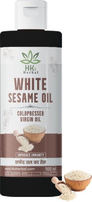 HKs Herbal Pure & Natural White Sesame Coldpressed Virgin Oil For Healthy Heart Skin Hair Oil(100 L)