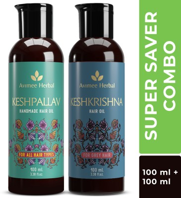 Avimee Herbal Keshpallav Hair Oil (100mL) + Keshkrishna Hair Oil (100mL) (Super Saver Combo) Hair Oil(200 ml)