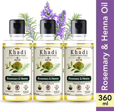 Namchi Natural KHADI Rosemary & Henna Hair Growth Oil, Prevents Premature Greying With Herbal Hair Oil(360 ml)