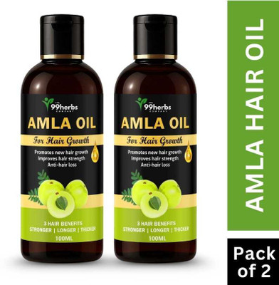 The 99 Herbs Company 99Herbs Amla Hair Oil 100ml Pack of 2 | Hair Growth & Anti Hair Fall Herbal Oil Hair Oil(100 ml)