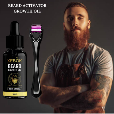 Xebok Beard Oil For Hair Growth & Derma Roller 0.5 mm Easy to Use For Beard Growth Hair Oil(30 ml)