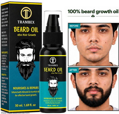 Trambex Pure Beard Growth Hair Oil 100% Natural Oil Used Beard oil (50 ml) Hair Oil(50 ml) deal from flipkart