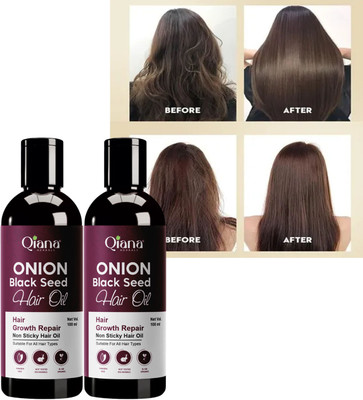 Qiana Herbal Onion Oil – Fast Absorbing, Non-Greasy (Pack of 2) Hair Oil(100 ml)