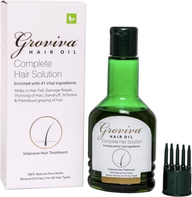 Groviva Natural Hair Oil | Complete Hair Solution | Enriched with 41 Vital Ingredients | Helps in Hair Fall, Damage Repair, Hair Thinning, Dandruff, Itchness & Premature Graying of Hair Hair Oil (100 ml) Hair Oil(100 ml)