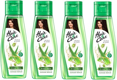 HAIR & CARE Damage Repair Non-Sticky Hair Oil Aloe Vera, Olive & Green Tea 100 ml Pack of 4 Hair Oil(400 ml)