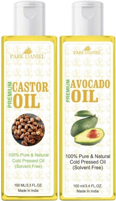 PARK DANIEL Organic Avocado oil and Castor oil combo pack of 2 bottles of 100 ml(200 ml) Hair Oil(200 ml)