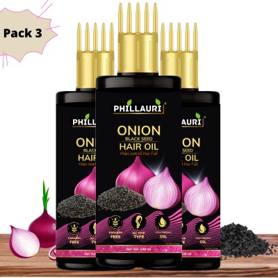 Phillauri Onion black seed hair oil for Hair Regrowth and Hair Fall Control Hair Oil(300 ml)