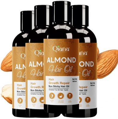 Qiana 4x100ml Almond Hair Oil – Non-Sticky Formula Hair Oil(100 ml)