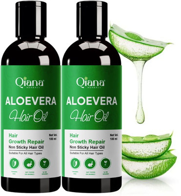 Qiana Aloe Vera Hair Oil – Plant-Based Therapy for Hair Wellness - Pack of 2 Hair Oil(100 ml)