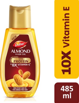 Dabur Almond Hair Oil | Provides Damage Protection | With Keratin & 10X Vitamin E Hair Oil(485 ml)