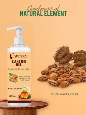 winry Pure & Virgin Grade - For Healthy Hair and Skin Castor Oil Hair Oil(200 ml)