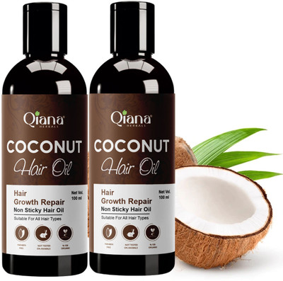 Qiana Coconut Hair Oil – Enriched with Herbal Goodness - Pack of 2 Hair Oil(100 ml)