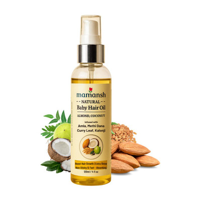 MAMANSH Baby Hair Oil With Coconut, Almond, Methi and Curry Leaf Hair Oil(120 ml)