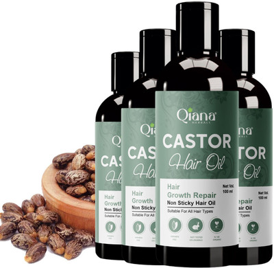 Qiana Castor Hair Oil – Herbal Solution for Hair Loss - Pack of 4 Hair Oil(100 ml)