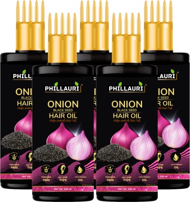 Phillauri Onion Oil for Hair Regrowth Aryuvedic Hair Oil 100ml (Pack of 5) Hair Oil(500 ml)