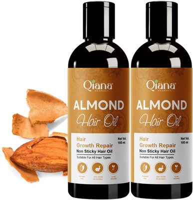 Qiana Almond Hair Oil – For Lustrous Hair – 2x100ml Hair Oil(100 ml)