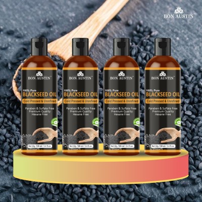 Bon Austin Premium Blackseed Herbal Hair Oil For Hair Growth and Controls Hair Fall Combo Pack Of 4 Bottle of 100 ml(400ml) Hair Oil(400 ml)