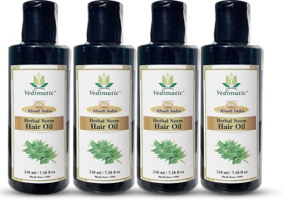 vedimatic Pure Neem Oil - 210ml ( Set of 4) Hair Oil(840 ml)