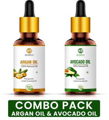 Wostoo Argan & Avocado Pure and Natural Oils 15ml (Pack of 2) Hair Oil(30 ml)