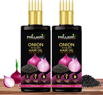 Phillauri Red Onion Black Seed Onion Hair Oil - WITH COMB APPLICATOR Hair Oil(200 ml)