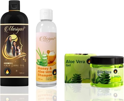 MARIYAS HERBAL HAIR CARE OIL Natural Hair Oil 200ml, Honey Aloevera Shampoo 200ml, Aloevera Gel 100g Hair Oil(500 g)