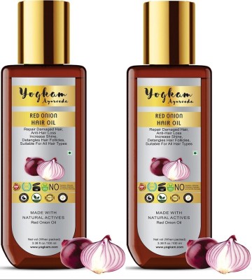 Yogkam Ayurveda Red Onion Hair Oil for Hair Growth - Pack of 2 Hair Oil(200 ml)