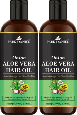 PARK DANIEL Premium Onion Aloe Vera Hair Oil Enriched With Vitamin E-For Conditioning and Smooth Hair Combo Pack 2 Bottle of 200 ml(400 ml) Hair Oil(400 ml)
