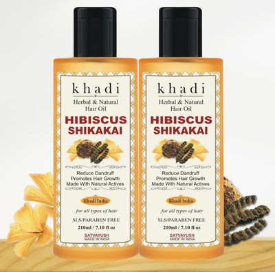 Satvayush Khadi Hibiscus Shikakai Hair Oil SLS Paraben free Natural & Herbal Hair Oil(420 ml)