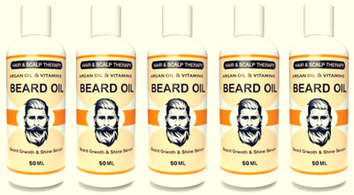 Manarya Sun's Heart Powerful Argan Beard Growth Oil For Faster Beard Growth Pack of 5 Hair Oil(250 ml)