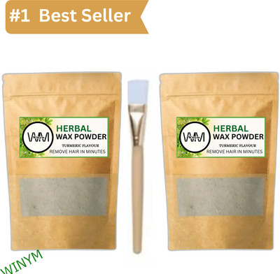 Winym Herbal Brown Wax Powder | Natural Skin Care Wax with Brush Pack of 2 Powder(200 g, Set of 2)