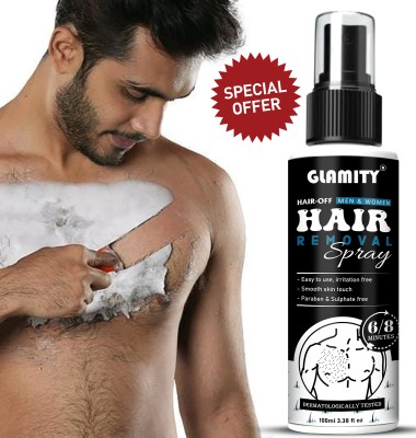 GLAMITY Hair Removal Cream Spray for Men | Painless Body Hair Removal Spray(100 ml)