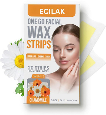 ECILAK (20 Strips) Facial Wax Strips|Face,Upper Lip, Chin |With Chamomile Strips Strips(20 Strips, Set of 20)
