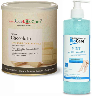 BEAUCODE BioCare White Chocolate Wax Combo Kit Wax 1 Mint After Waxing Soothing Gel-Pack Of 2 Wax(1300 ml, Set of 2)