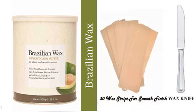 Beaucode Professional Brazilian Liposoluble Wax 800 gm Cream with Wax Strips and Knife Wax(800 g, Set of 3)