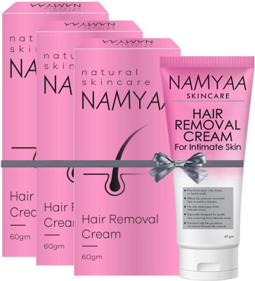 Namyaa Hair Removing Cream for Intimate Skin with After Wax Soothing Serum with Vitamin C-Pack of 3 Cream(180 g, Set of 3)