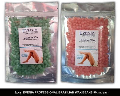 Evenia BRAZILIAN HARD WAX BEANS GREEN-PINK FOR FACE, BIKINI LINE & UNDERARMS. Wax(90 g, Set of 2)