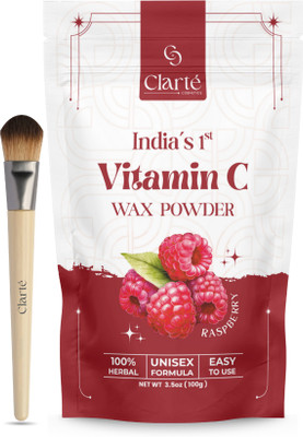 Clarté Vitamin C Raspberry Wax Powder | Instant Hair Removal for All Skin Types Powder(100 g)