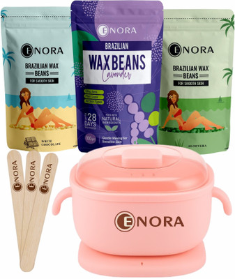 Enora Premium Waxing Kit for Women With Wax Heater + 3-Pack Hard Wax Beads+Accessories Wax(300 g)