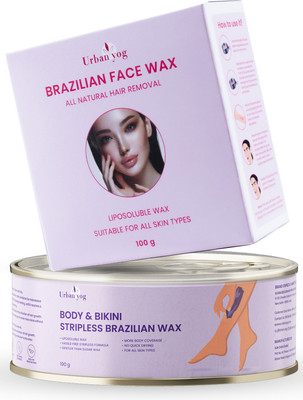 URBANYOG Combo: Brazilian Face Wax (100g) & Body Bikini Wax (190g) | Liposoluble Wax(290 g)