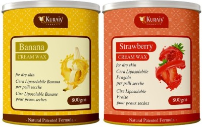 kuraiy Strawberry And Banana Wax for Smooth Hair Removal - 800gm extracts Wax(800 g, Set of 2)