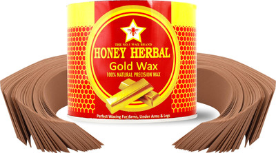 HONEY HERBAL Best Quality Gold wax for smooth and perfect waxing with 40 pcs waxing strips and stick(Gold 600 gm wax) Wax(600 g)